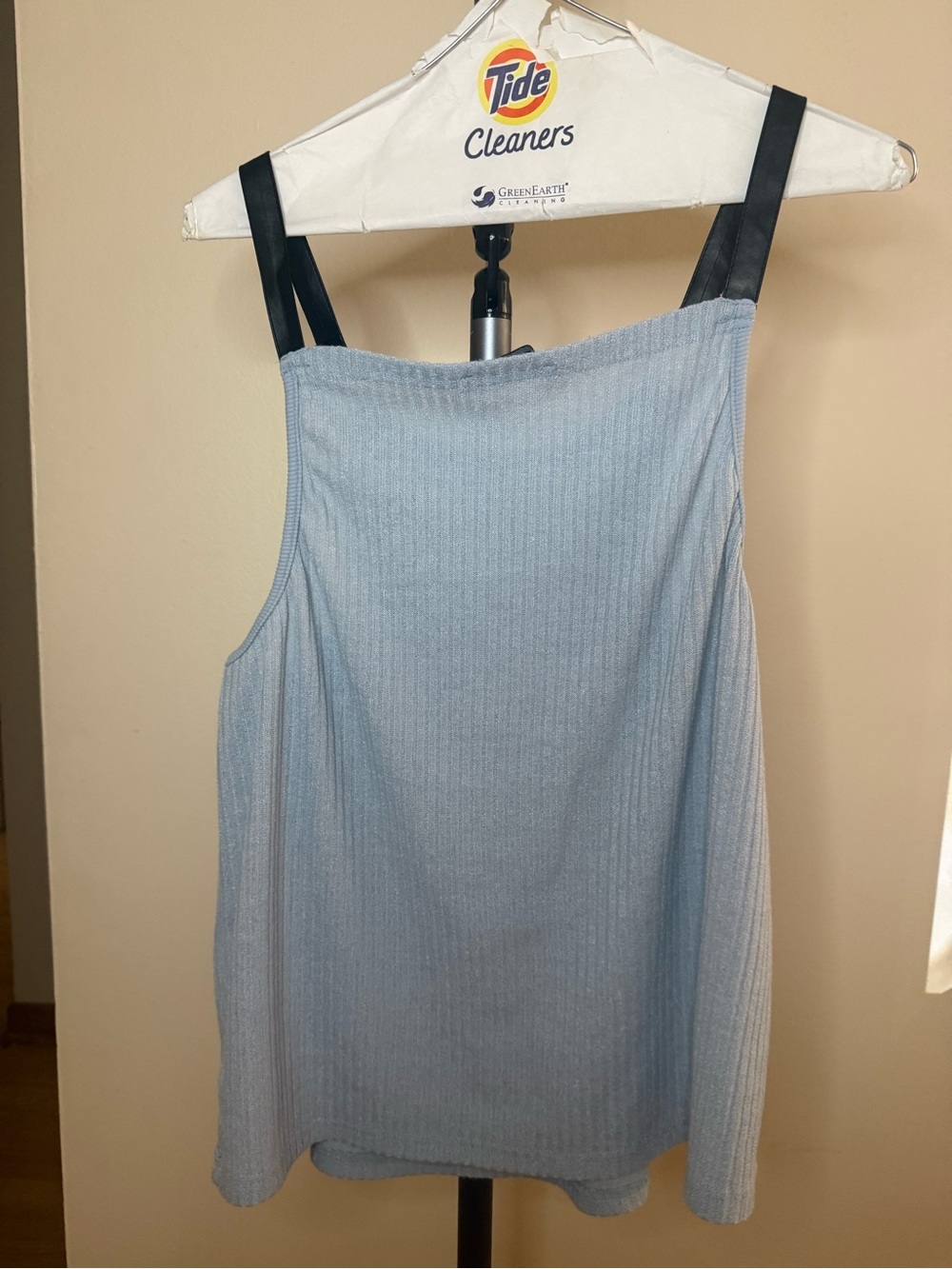 CeCe Light Blue Ribbed Ring-Detail Tank Top - Picture 6 of 7